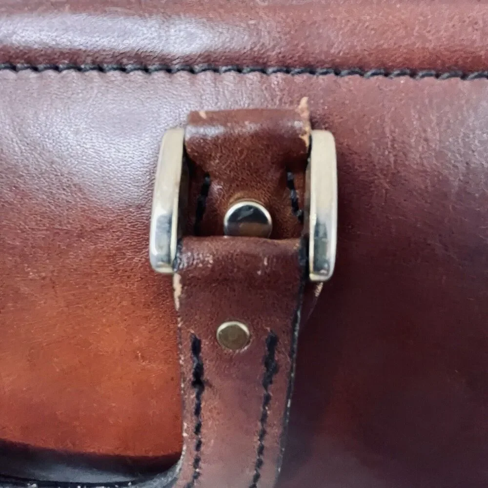 VTG 70s 80s Crouch & Fitzgerald Cognac Leather Document Holder Briefcase Wall St